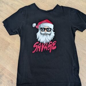 Denim & Flower Black Santa Graphic Tee